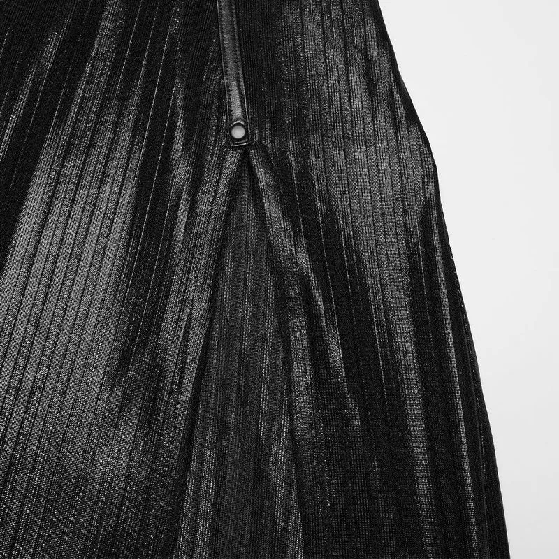 Schwarzes Punk-Slipkleid mit Pentagramm und Seitenschlitz für Damen