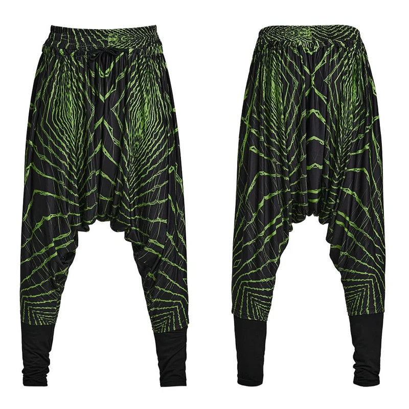 Punk Halo bedruckte Herren-Sagging-Hose, schwarz-grün