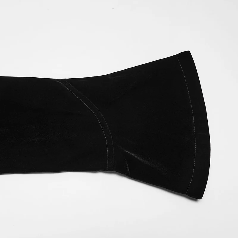Gothic-Damenmantel aus Samt, asymmetrisch, mit Schnürrevers, schwarz-rot