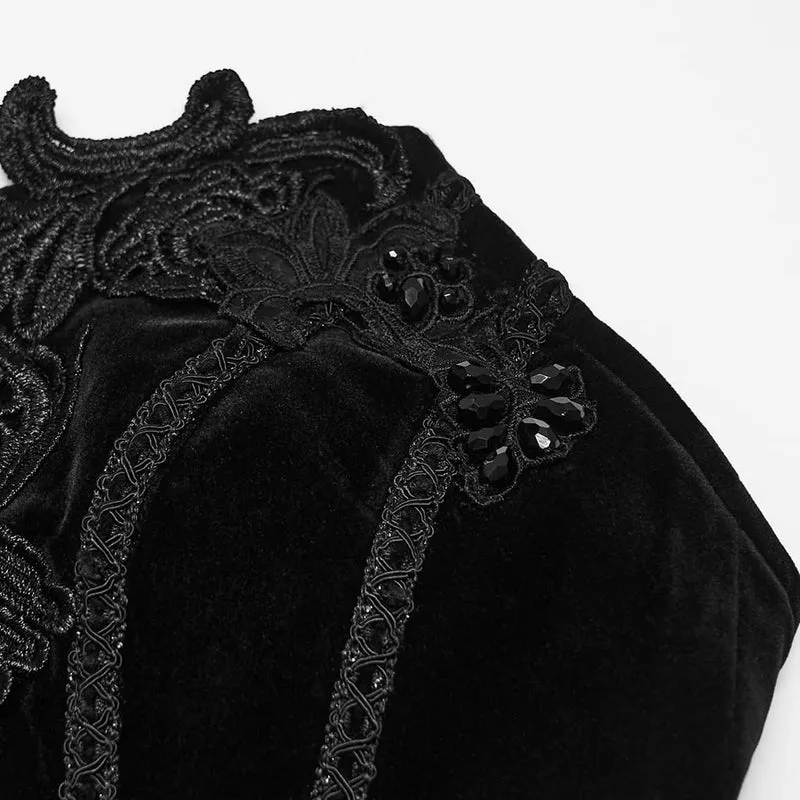 Schwarzes Gothic-Korsett für Damen mit unregelmäßigen Applikationen und Schnürung über der Brust