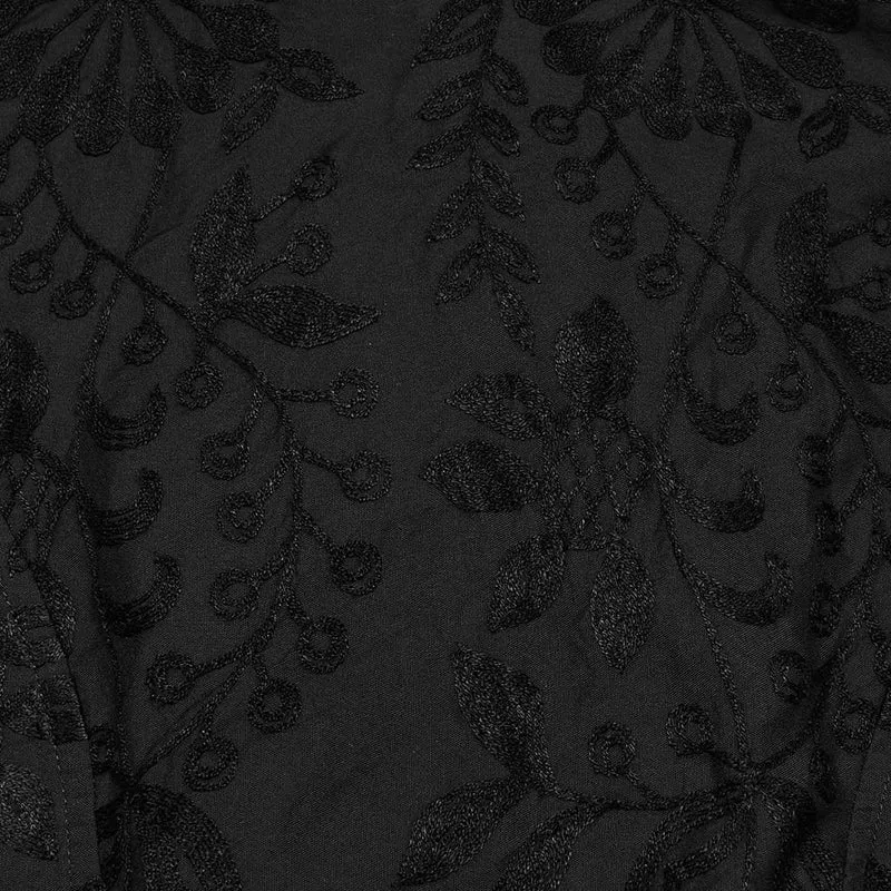 Gothic-Damenbluse mit Rüschen und bestickten Bischofsärmeln