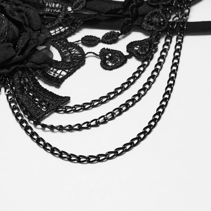 Gothic-Bralet mit Rosenkette für Damen, Schwarz
