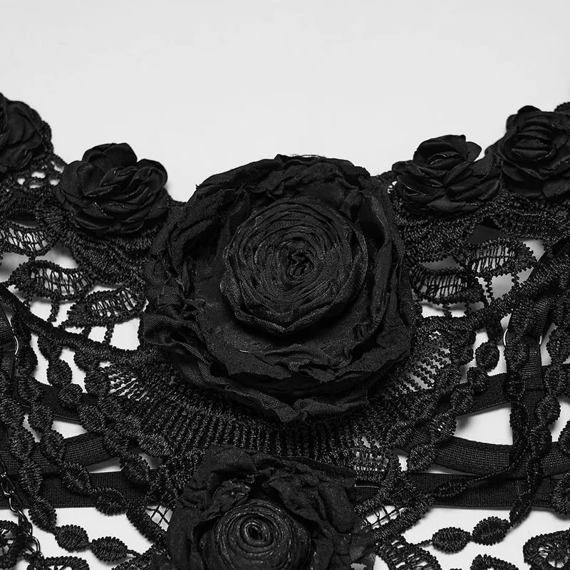 Gothic-Bralet mit Rosenkette für Damen, Schwarz