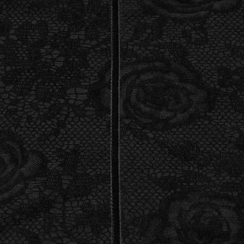 Schwarzes Gothic-Langarmshirt mit Rosenjacquardmuster für Damen