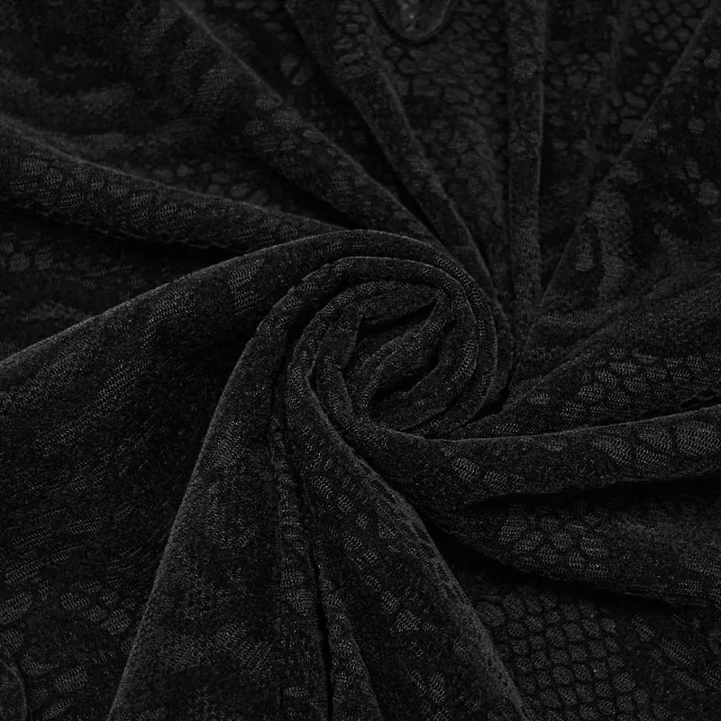 Schwarzes Gothic-Langarmshirt mit Rosenjacquardmuster für Damen