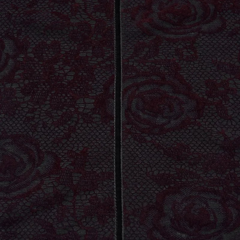 Gothic-Langarmshirt mit Rosenjacquardmuster für Damen, Rot