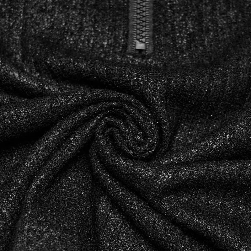 Punk-Crop-Top für Damen mit Rollkragen, langen Ärmeln
