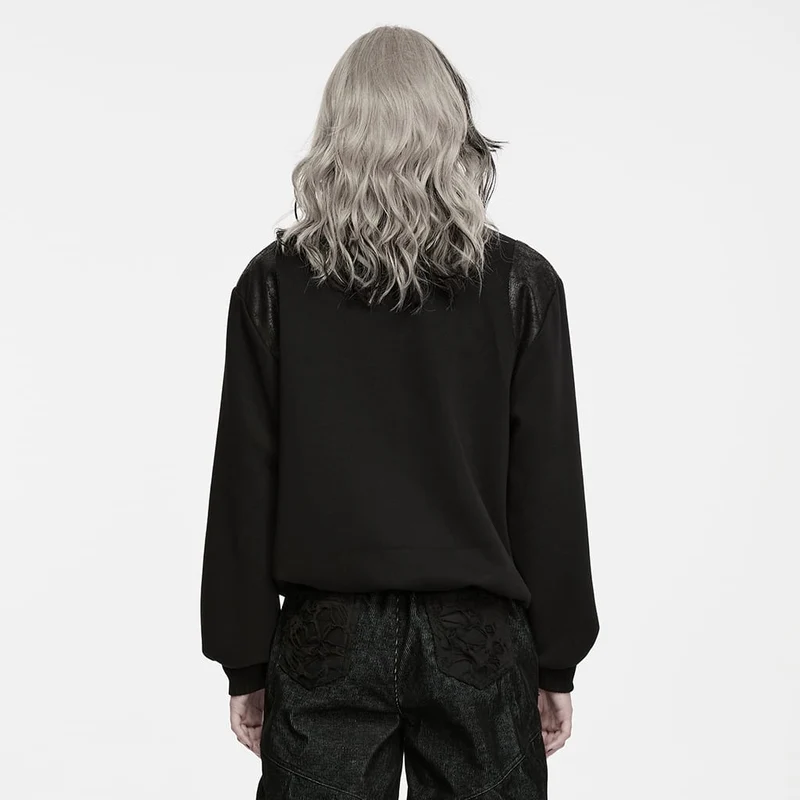 Punk-Sweatshirt mit Ösen und Stehkragen für Damen