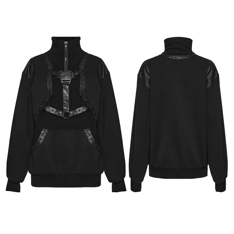 Punk-Sweatshirt mit Ösen und Stehkragen für Damen
