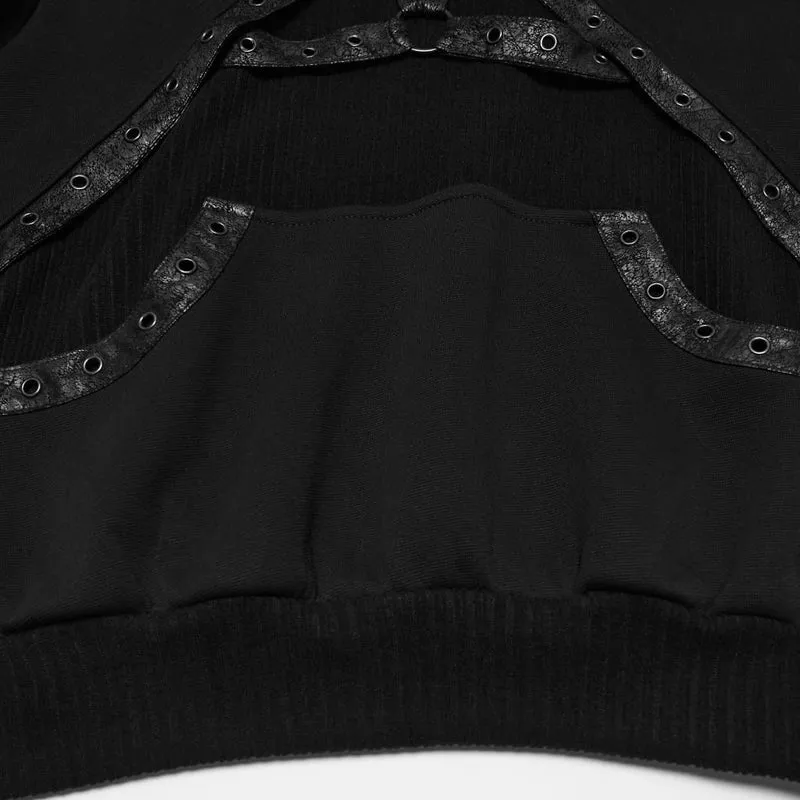 Punk-Sweatshirt mit Ösen und Stehkragen für Damen