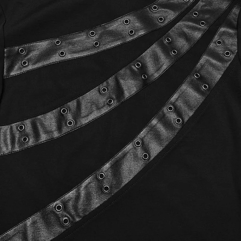 Punk-Damen-Rollkragenpullover mit Ösenschnalle und langen Ärmeln