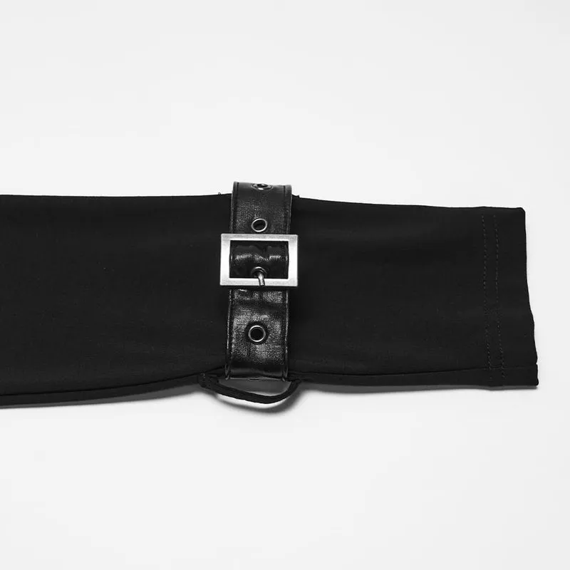 Punk-Damen-Rollkragenpullover mit Ösenschnalle und langen Ärmeln