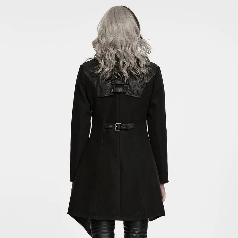 Punk-Damenjacke mit asymmetrischem Revers und Schnürung