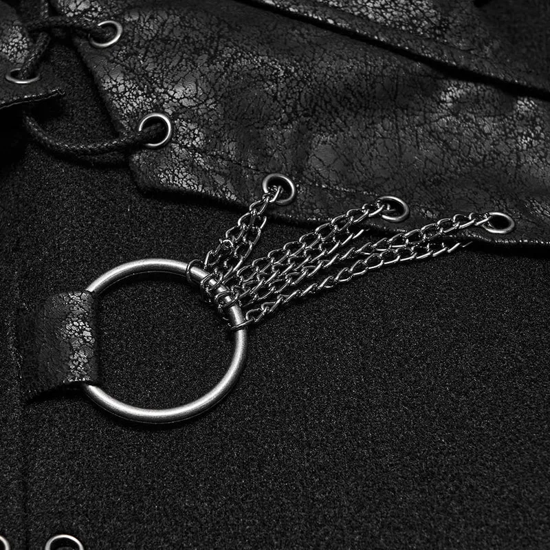 Punk-Damenjacke mit asymmetrischem Revers und Schnürung