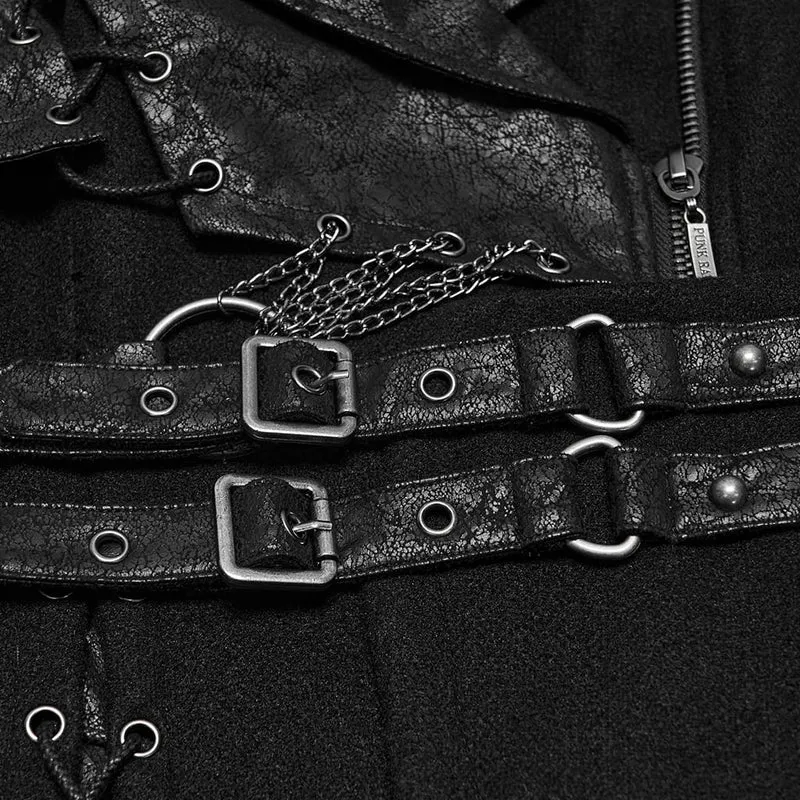 Punk-Damenjacke mit asymmetrischem Revers und Schnürung