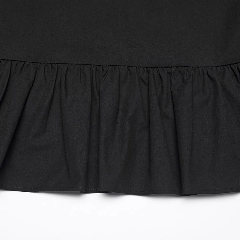 Gothic-Maxikleid für Damen mit Rüschen, hohem Kragen und Bischofsärmeln