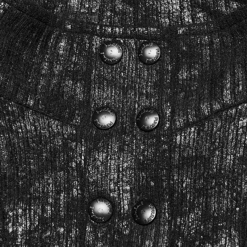 Punkige Damen-Kapuzenjacke mit Nieten an den Schultern, Ösenriemen und kurzem Schnitt