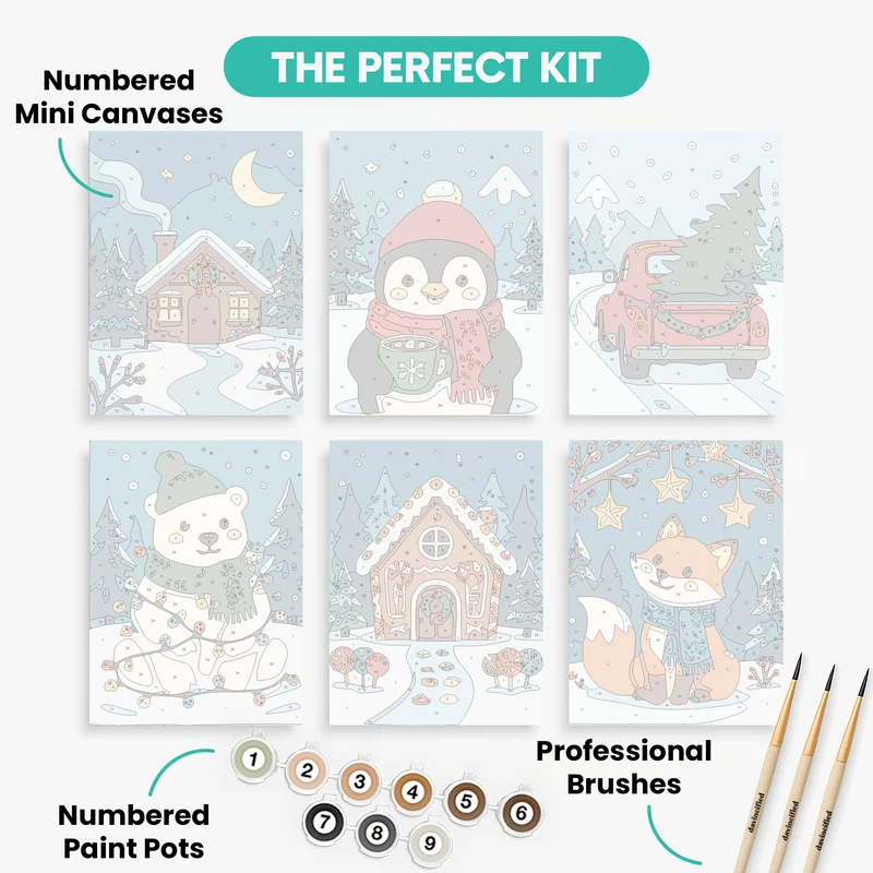 Cozy Winter Woodland - Mini Paint by Numbers Set