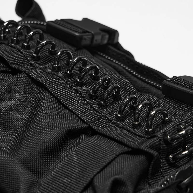 Unisex Cyberpunk Gürteltasche mit Schnallenriemen und D-Ring