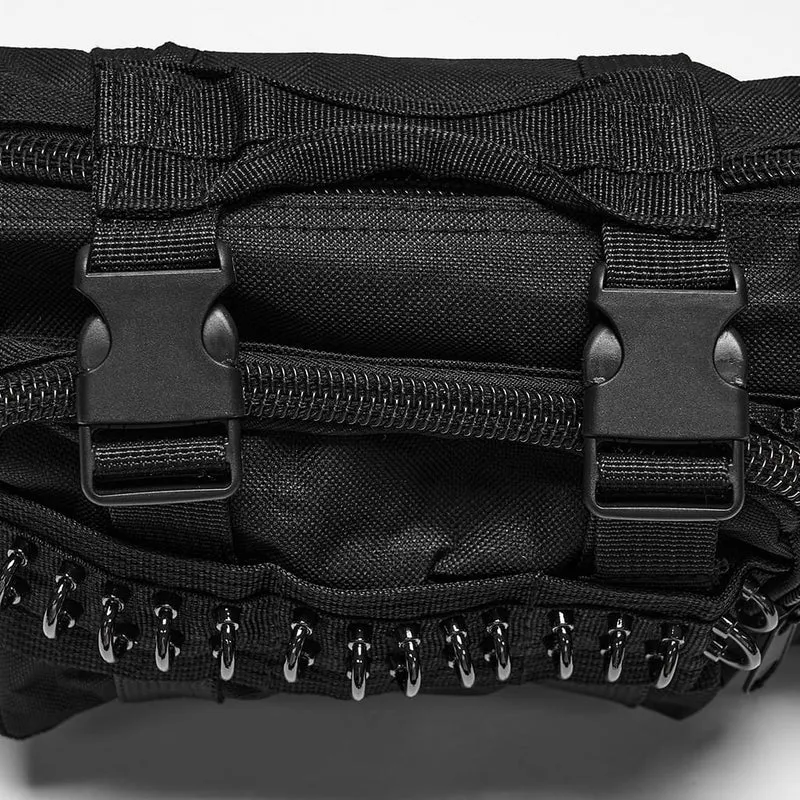 Unisex Cyberpunk Gürteltasche mit Schnallenriemen und D-Ring