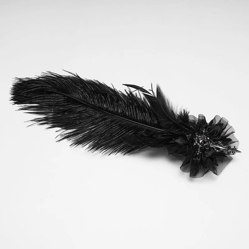 Gothic-Maske für Damen mit Federkette und Spinnennetz-Motiv, Silber
