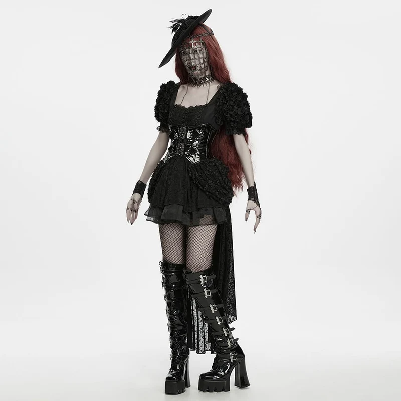 Gothic-Gesichtsmaske mit Kreuzkette für Damen