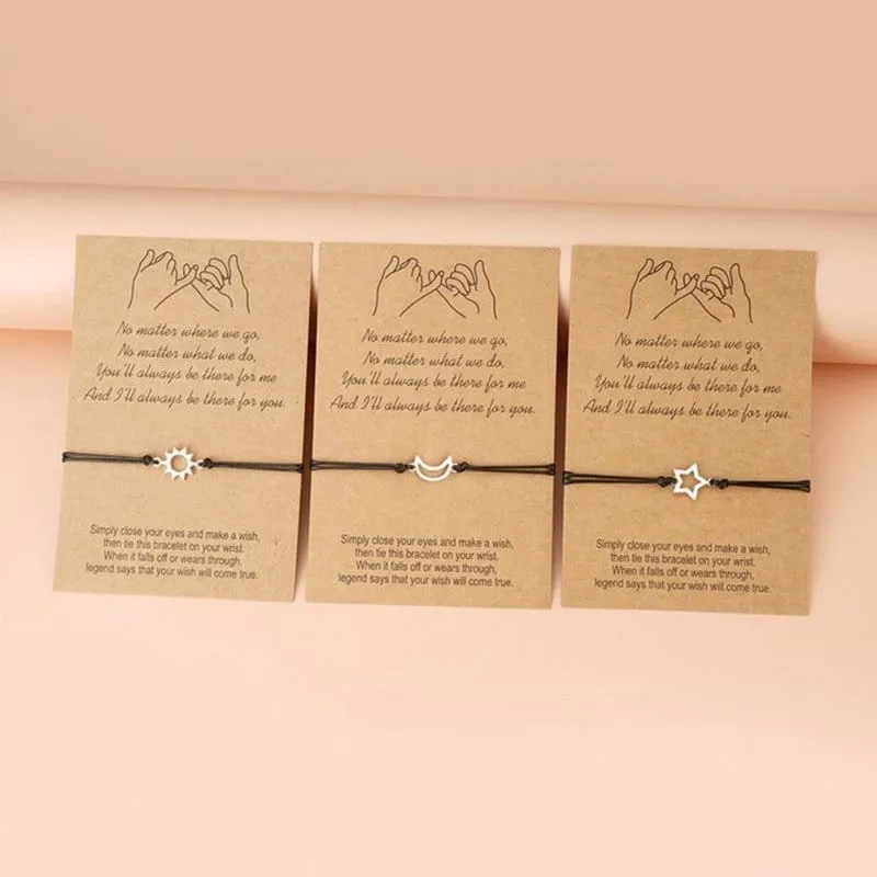 Sonne Mond Stern Freundschaft Armband (Für 3)