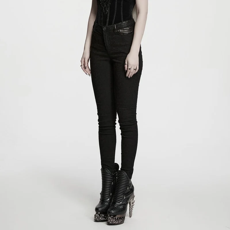 Gothic-Jacquard-Skinny-Pants für Damen