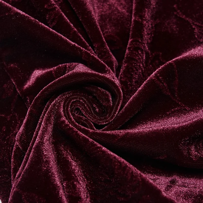 Rote Leggings aus rotem, gotischem Samt mit Blumenjacquard-Stickerei