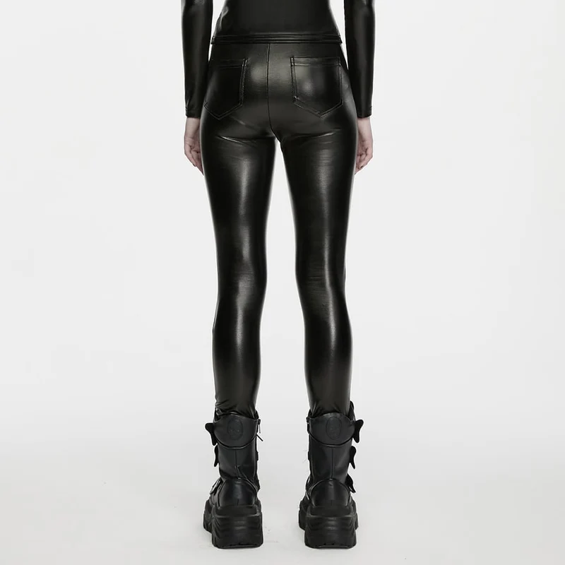 Punk-Leggings mit Mesh-Einsätzen und mehreren Schnallen für Damen
