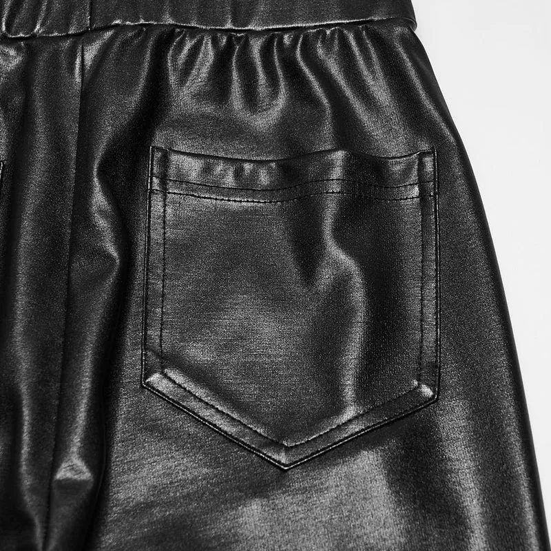 Punk-Leggings mit Mesh-Einsätzen und mehreren Schnallen für Damen