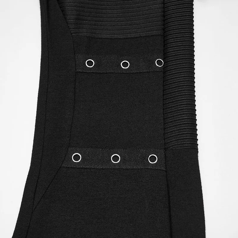 Punk-Hose für Damen mit asymmetrischem Quasten-Schnallenriemen und ausgestelltem Bein