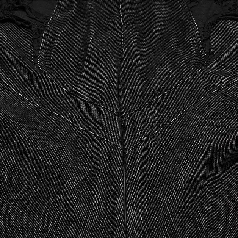Punk-Hose für Damen, locker geschnitten, Used-Look, gerafft, weites Bein