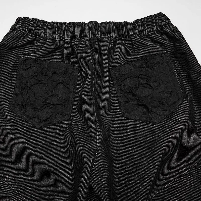 Punk-Hose für Damen, locker geschnitten, Used-Look, gerafft, weites Bein