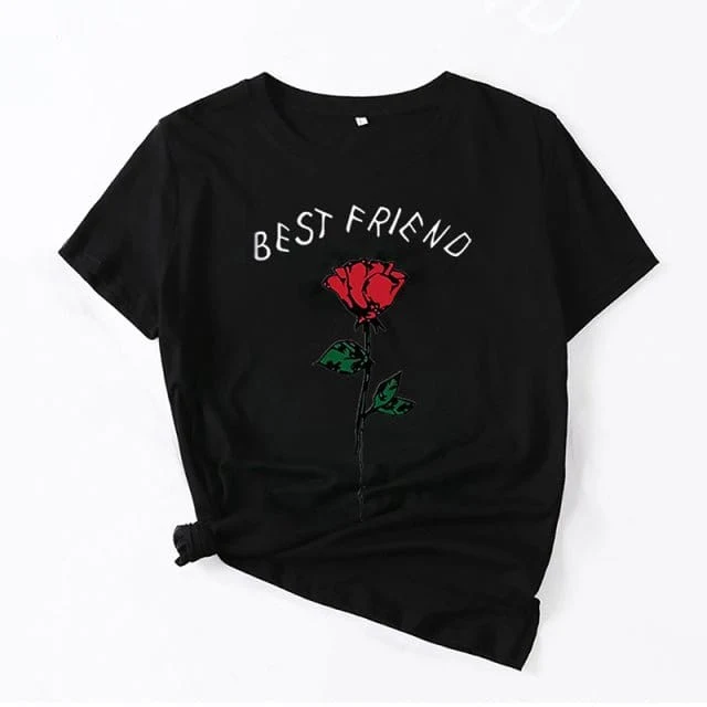 T-Shirt Mit Einer Rose Weiblich