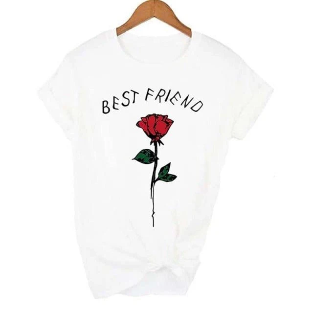 T-Shirt Mit Einer Rose Weiblich