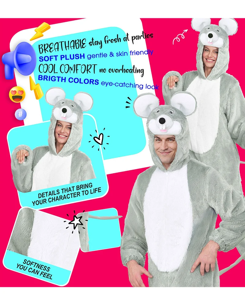 Maus Plüsch Jumpsuit Unisex Kostüm