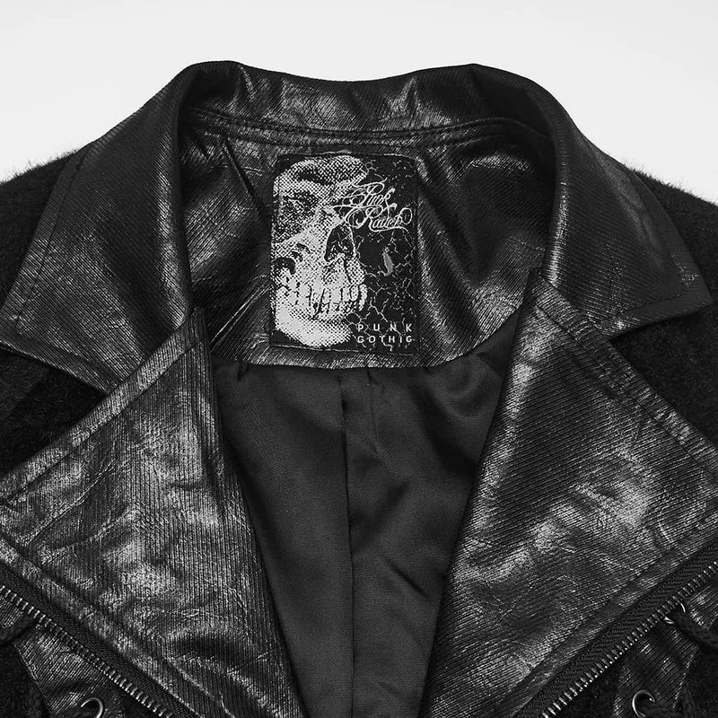 Punk-Weste für Damen mit Reverskragen, Schnürung und Schnallenverschluss