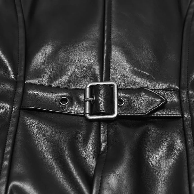 Punk-Weste für Damen, asymmetrisch, mit Nieten besetzt, Reversschnalle, Riemen