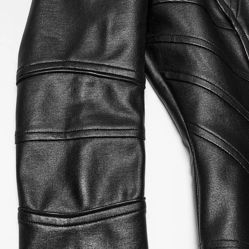 Cyberpunk-Jacke für Damen mit geometrischem Schultereinsatz, Nieten und Reißverschluss vorne