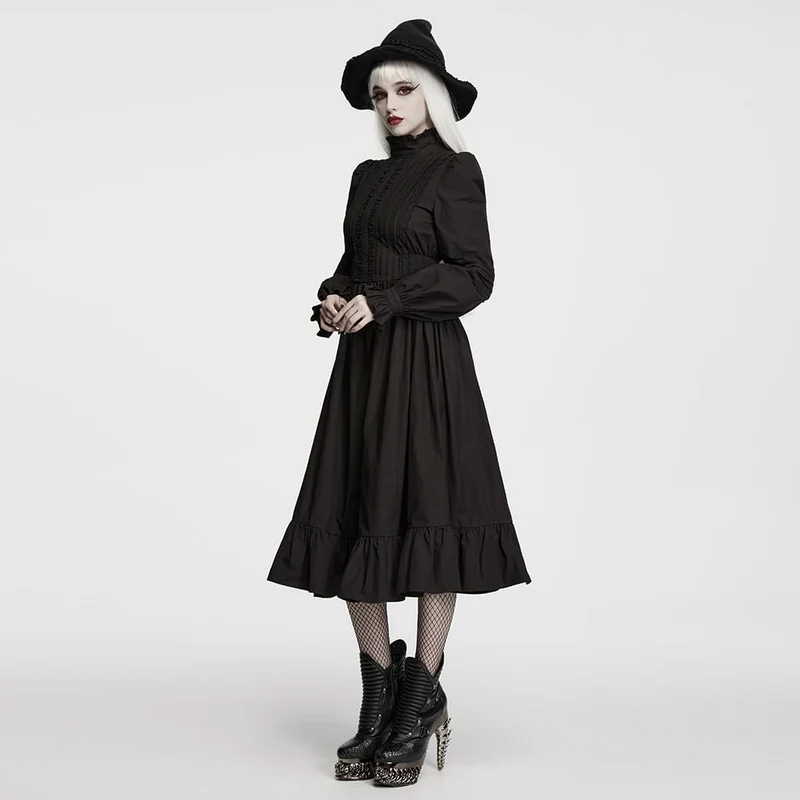 Gothic-Strickmütze für Damen mit mehreren Lagen und Rüschen