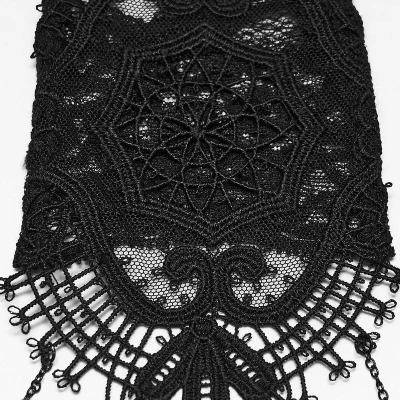 Vintage-Gothic-Spitzenhandschuhe für Damen mit Cut-out-Details
