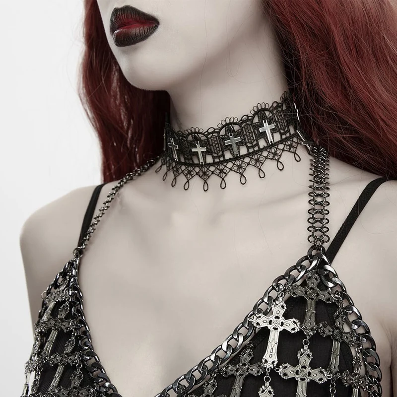 Gothic-Choker mit Kreuzspitze für Damen