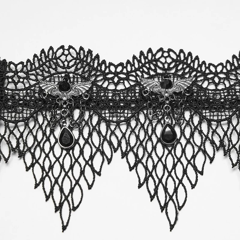Gothic-Choker mit Fledermausdekor und Spitze für Damen