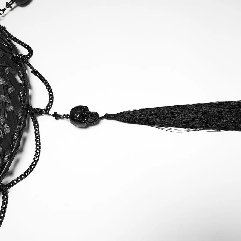 Gothic-Hut für Damen mit Drachenknochenkette und Quaste
