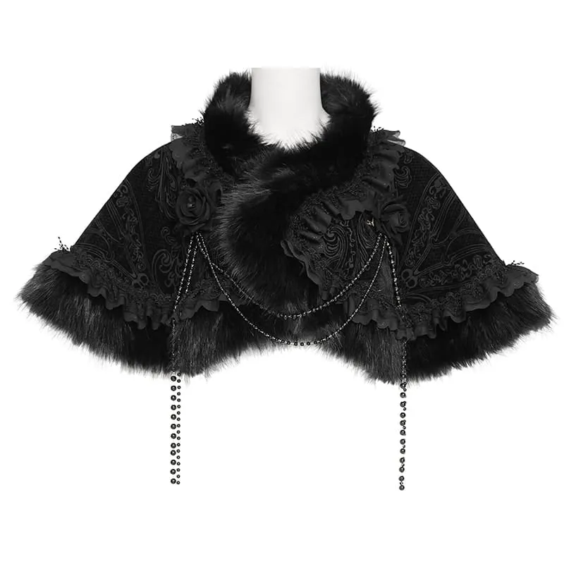 Gothic-Jacquard-Umhang für Damen mit Rosenperlen