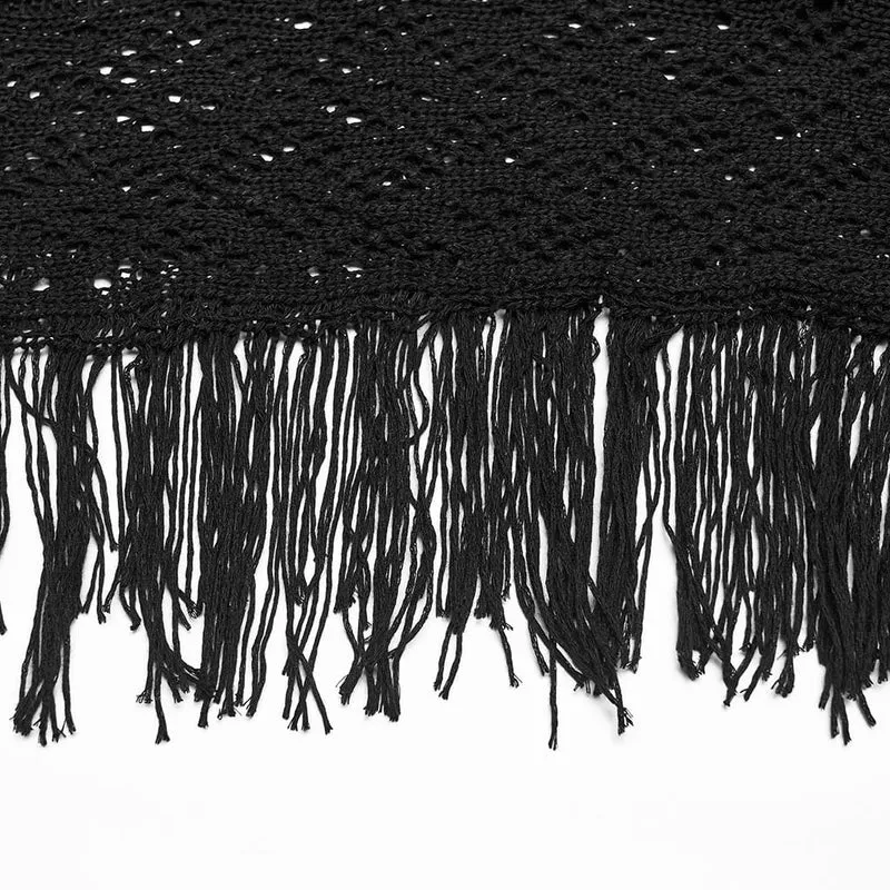 Gothic-Pullover mit Schnürung und Quasten für Damen