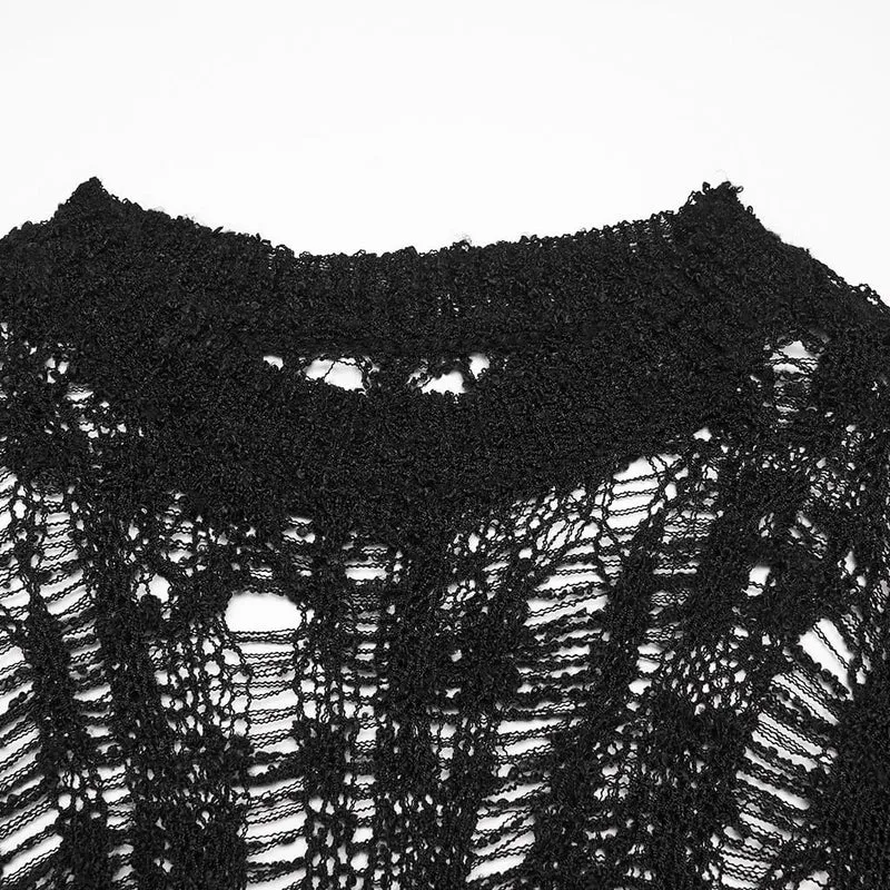 Gothic-Kleid für Damen mit ausgefranstem, unregelmäßigem Saum und langen Ärmeln