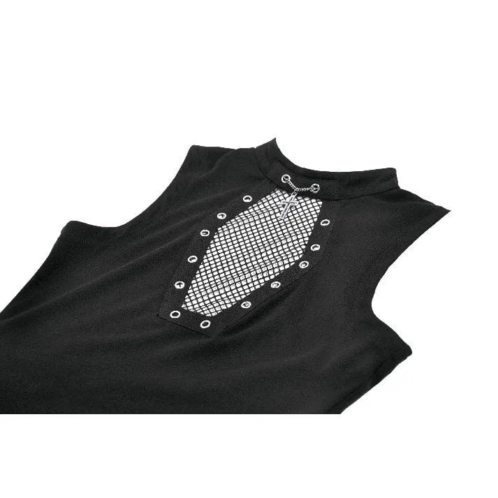 Punk-Tanktop mit Ösen, Sargform und Mesh-Einsätzen für Damen