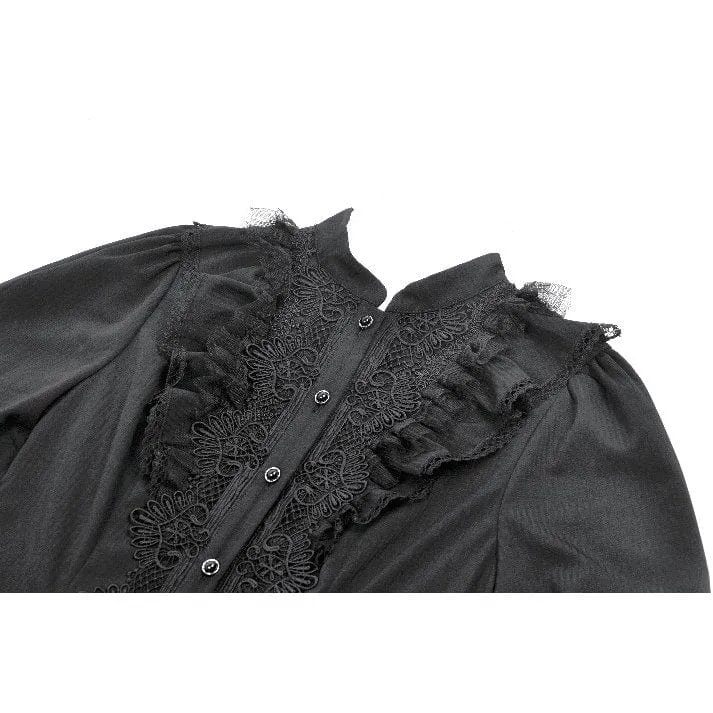 Gothic-Kleid mit Rüschen und Puffärmeln für Damen, Abschlusskleid